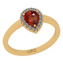 0.91 Ctw I2/I3 Red sapphire And Diamond 14K Yellow Gold Engagement Ring