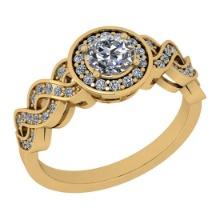Certified 0.81 Ctw I2/I3 Diamond 10K Yellow Gold Cluster Engagement Halo Ring