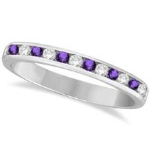 Amethyst and Diamond Semi-Eternity Channel Ring 14k White Gold 0.40ctw