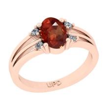 1.35 Ctw I2/I3 Red sapphire And Diamond 14K Rose Gold Promises Ring