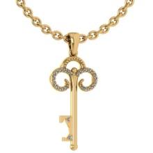 Certified 0.12 Ctw Diamond Heart Key Necklace For beautiful ladies 18k Yellow Gold