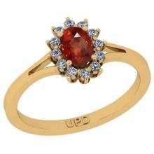 0.64 Ctw I2/I3 Red sapphire And Diamond 14K Yellow Gold Promises Ring