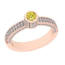 0.92 Ctw I2/I3 Treated Fancy Yellow And White Diamond 14K Rose Gold Vintage Style Engagement Ring