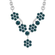 1.97 Ctw Treated fancy blue Diamond 14K White Gold Pendant Necklace