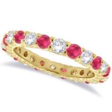 Ruby and Diamond Eternity Ring Band 14k Yellow Gold 1.07ctw