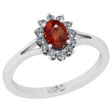 0.64 Ctw I2/I3 Red sapphire And Diamond 14K White Gold Promises Ring