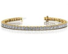 CERTIFIED 14K YELLOW GOLD 5 CTW G-H SI2/I1 CLASSIC FOUR PRONG DIAMOND TENNIS BRACELET MADE IN USA