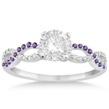 Infinity Diamond and Amethyst Engagement Ring in 14k White Gold 1.21ctw