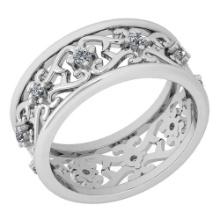 Certified 0.30 Ctw Diamond VS/SI1 14K White Gold Band Ring Made In USA
