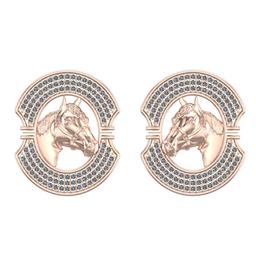 1.22 Ctw SI2/I1 Diamond 14K Rose Gold Horse Stud Earrings