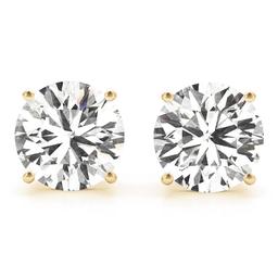 CERTIFIED 0.74 CTW ROUND F/SI2 DIAMOND SOLITAIRE EARRINGS IN 14K YELLOW GOLD