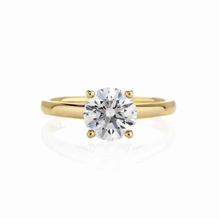CERTIFIED 0.9 CTW G/SI1 ROUND DIAMOND SOLITAIRE RING IN 14K YELLOW GOLD