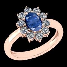 Certfied 0.75 Ctw Kyanite And Diamond I1/I2 10k Rose Gold Engagement Ring