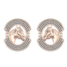 1.22 Ctw SI2/I1 Diamond 14K Rose Gold Horse Stud Earrings