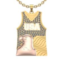 3.22 Ctw SI2/I1 Diamond 14K Yellow and Rose Gold two tone Basketball theme Jersey pendant necklace