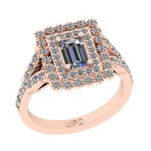1.19 Ctw SI2/I1 Gia Certified Center Diamond 14K Rose Gold Vintage Style Halo Ring