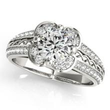 Certified 1.70 Ctw SI2/I1 Diamond 14K White Gold Vintage Style Engagement Ring