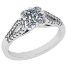 Certified 0.75 Ctw VS/SI1 Diamond 18K White Gold Vintage Style Wedding Ring