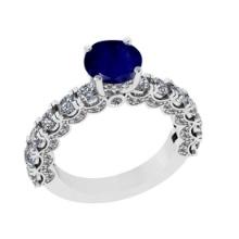 2.03 Ctw SI2/I1 Blue Sapphire and Diamond 14K White Gold Engagement Ring