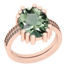 20.63 Ctw SI2/I1 Green Amethyst And Diamond 14k Rose Gold Vintage Style Ring