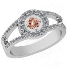 0.65 Ctw SI2/I1 Morganite And Diamond 14K White Gold Vintage Style Ring