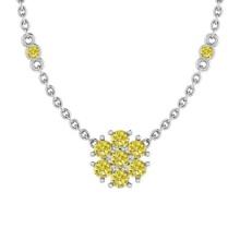 1.08 Ctw i2/i3 Treated Fancy Yellow Diamond 14K White Gold Necklace