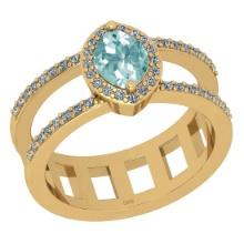 0.90 Ctw SI2/I1 Aquamarine And Diamond 14k Yellow Gold Ring