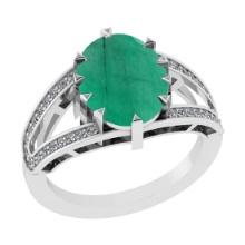3.71 Ctw SI2/I1 Emerald and Diamond 14K White Gold Engagement Ring