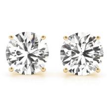 CERTIFIED 2.11 CTW ROUND D/VS2 DIAMOND SOLITAIRE EARRINGS IN 14K YELLOW GOLD
