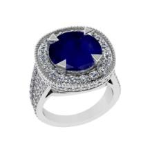 5.47 Ctw SI2/I1 Blue Sapphire and Diamond 14K White Gold Engagement Halo Ring
