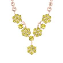 1.97 Ctw Treated fancy Yellow Diamond 14K Rose Gold Pendant Necklace