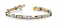 14K TWO TONE GOLD 3 CTW G-H SI2/SI3 CLASSIC CHANNEL FRAME BRACELET
