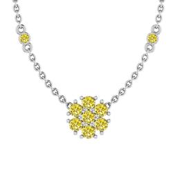 1.08 Ctw i2/i3 Treated Fancy Yellow Diamond 14K White Gold Necklace