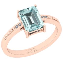 2.54 Ctw SI2/I1 Aquamarine And Diamond 14K Rose Gold Ring