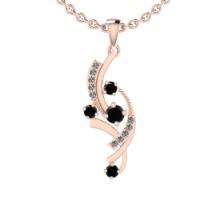 0.70 Ctw i2/i3 Treated fancy Black Diamond 14K Rose Gold Pendant Necklace