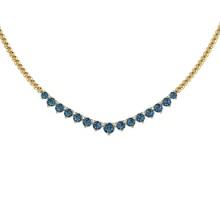 1.06 Ctw i2/i3 Treated Fancy Blue Diamond 14K Yellow Gold Necklace