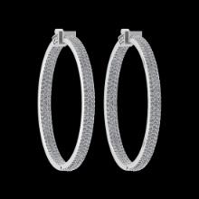 3.00 Ctw i2/i3 Diamond 14K White Gold Hoop Earrings