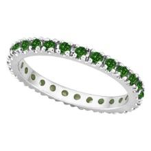 Emerald Eternity Stackable Ring Band 14K White Gold 0.75ctw