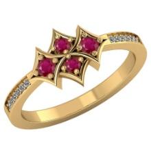 Certified 1.25 CTW Genuine Ruby And Diamond 14K Yellow Gold Ring