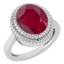 Certified 5.05 Ctw Ruby 14K White Gold Solitaire Ring