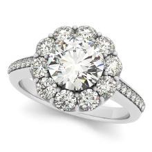 Certified 1.65 Ctw SI2/I1 Diamond 14K White Gold Wedding Halo Ring