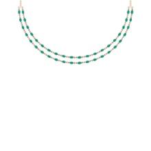 10.50 Ctw Emerald 14K Rose Gold Double layer Necklace