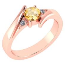 Certified 0.48 Ctw Citrine And Diamond 14k Rose Gold Ring