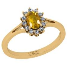0.64 Ctw I2/I3 Yellow sapphire And Diamond 14K Yellow Gold Promises Ring