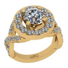 2.40 Ctw SI2/I1 Gia Certified Center Diamond 14K Yellow Gold Engagement Halo Ring