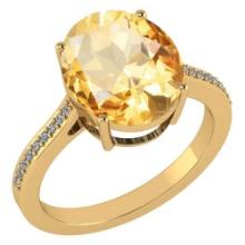 Certified 2.75 Ctw Citrine And Diamond VS/SI1 Ring 14K Yellow Gold MADE IN USA