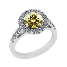 Certified 2.25 Ctw SI1/SI2 Natural Light Fancy Yellow And White Diamond 14K White Gold Anniversary H
