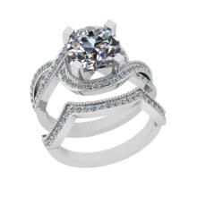 2.56 Ctw SI2/I1 Diamond 14K White Gold Bridal Wedding Set Ring (Round Cut Center Stone Certified By