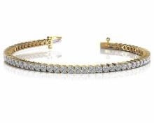 CERTIFIED 14K YELLOW GOLD 11.00 CTW G-H G-H SI2/I1 2 PRONG SET ROUND DIAMOND TENNIS BRACELET MADE IN