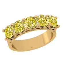 2.50 Ctw I2/I3 Treated Fancy Yellow Diamond Style Prong Set 14K Yellow Gold Eternity Band Ring